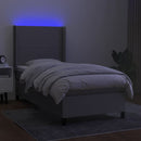 kontinentalseng med LED-lys 90x200 cm stof lysegrå