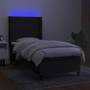 kontinentalseng med LED-lys 90x200 cm stof sort