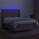 kontinentalseng med LED-lys 140x190 cm stof lysegrå