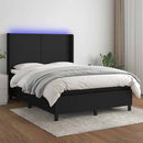 kontinentalseng med LED-lys 140x190 cm stof sort