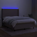 kontinentalseng med LED-lys 140x190 cm stof gråbrun