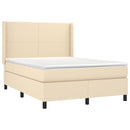kontinentalseng med LED-lys 140x190 cm stof cremefarvet