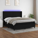 kontinentalseng med LED-lys 180x200 cm stof sort