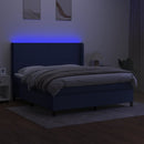 kontinentalseng med LED-lys 180x200 cm stof blå