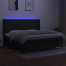 kontinentalseng med LED-lys 200x200 cm stof sort