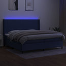 kontinentalseng med LED-lys 200x200 cm stof blå