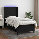 kontinentalseng med LED-lys 80x200 cm stof sort