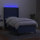 kontinentalseng med LED-lys 90x190 cm stof blå