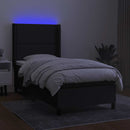 kontinentalseng med LED-lys 90x200 cm stof sort