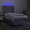 kontinentalseng med LED-lys 100x200 cm stof lysegrå