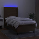kontinentalseng med LED-lys 100x200 cm stof mørkebrun