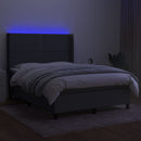 kontinentalseng med LED-lys 140x190 cm stof mørkegrå