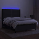 kontinentalseng med LED-lys 140x190 cm stof sort