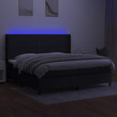 kontinentalseng med LED-lys 200x200 cm stof sort