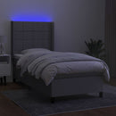 kontinentalseng med LED-lys 90x190 cm stof lysegrå