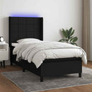 kontinentalseng med LED-lys 90x190 cm stof sort