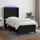 kontinentalseng med LED-lys 90x200 cm stof sort