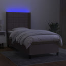 kontinentalseng med LED-lys 90x200 cm stof gråbrun