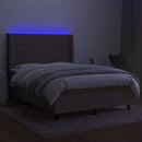 kontinentalseng med LED-lys 140x190 cm stof gråbrun