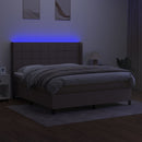 kontinentalseng med LED-lys 160x200 cm stof gråbrun