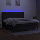 kontinentalseng med LED-lys 200x200 cm stof sort