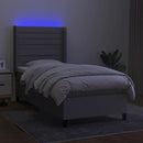 kontinentalseng med LED-lys 80x200 cm stof lysegrå