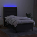 kontinentalseng med LED-lys 90x200 cm stof sort