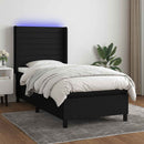 kontinentalseng med LED-lys 100x200 cm stof sort