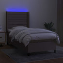 kontinentalseng med LED-lys 100x200 cm stof gråbrun