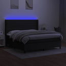 kontinentalseng med LED-lys 160x200 cm stof sort