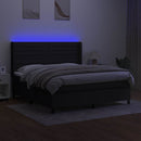 kontinentalseng med LED-lys 180x200 cm stof sort
