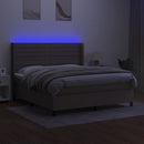 kontinentalseng med LED-lys 180x200 cm stof gråbrun