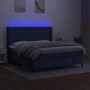 kontinentalseng med LED-lys 180x200 cm stof blå
