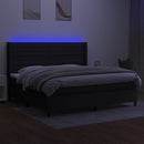 kontinentalseng med LED-lys 200x200 cm stof sort