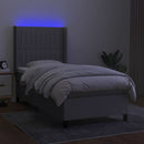 kontinentalseng med LED-lys 80x200 cm stof lysegrå