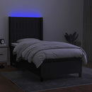kontinentalseng med LED-lys 80x200 cm stof sort