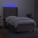 kontinentalseng med LED-lys 90x200 cm stof gråbrun