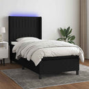 kontinentalseng med LED-lys 100x200 cm stof sort