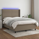 kontinentalseng med LED-lys 140x190 cm stof gråbrun