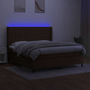 kontinentalseng med LED-lys 160x200 cm stof mørkebrun