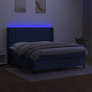 kontinentalseng med LED-lys 160x200 cm stof blå