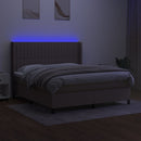 kontinentalseng med LED-lys 180x200 cm stof gråbrun