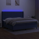 kontinentalseng med LED-lys 200x200 cm stof blå