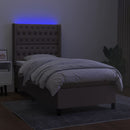 kontinentalseng med LED-lys 90x190 cm stof gråbrun