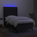 kontinentalseng med LED-lys 100x200 cm stof sort