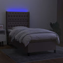 kontinentalseng med LED-lys 100x200 cm stof gråbrun