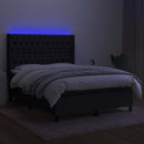 kontinentalseng med LED-lys 140x200 cm stof sort