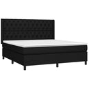 kontinentalseng med LED-lys 160x200 cm stof sort