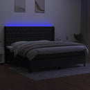 kontinentalseng med LED-lys 200x200 cm stof sort