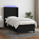 kontinentalseng med LED-lys 80x200 cm stof sort